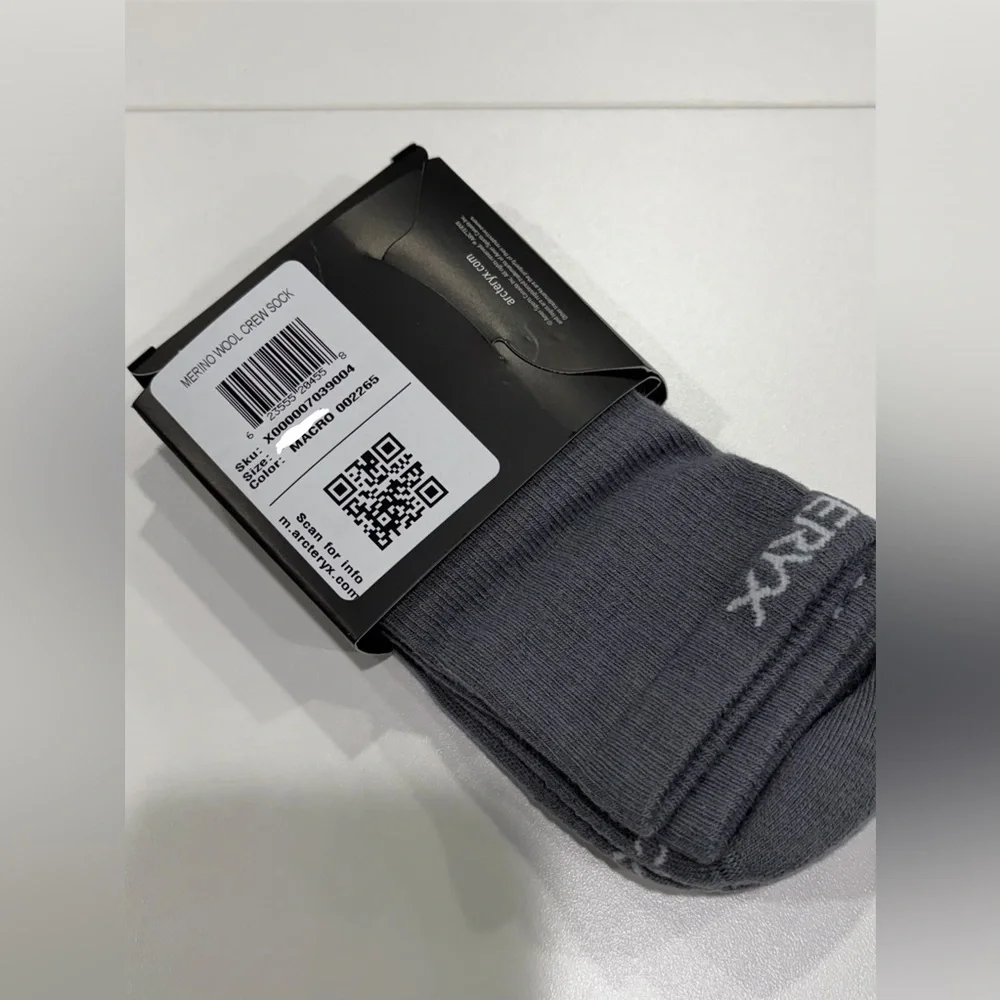 Arc’teryx Men's Women's Small Merino Wool 3/4 Crew Sock Grey NWT Hiking Blend